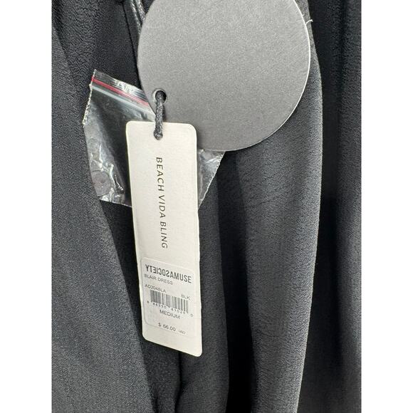 Amuse Society Racerback Mini Dress Womens Medium Black Crochet Back Strap NEW - Picture 10 of 12